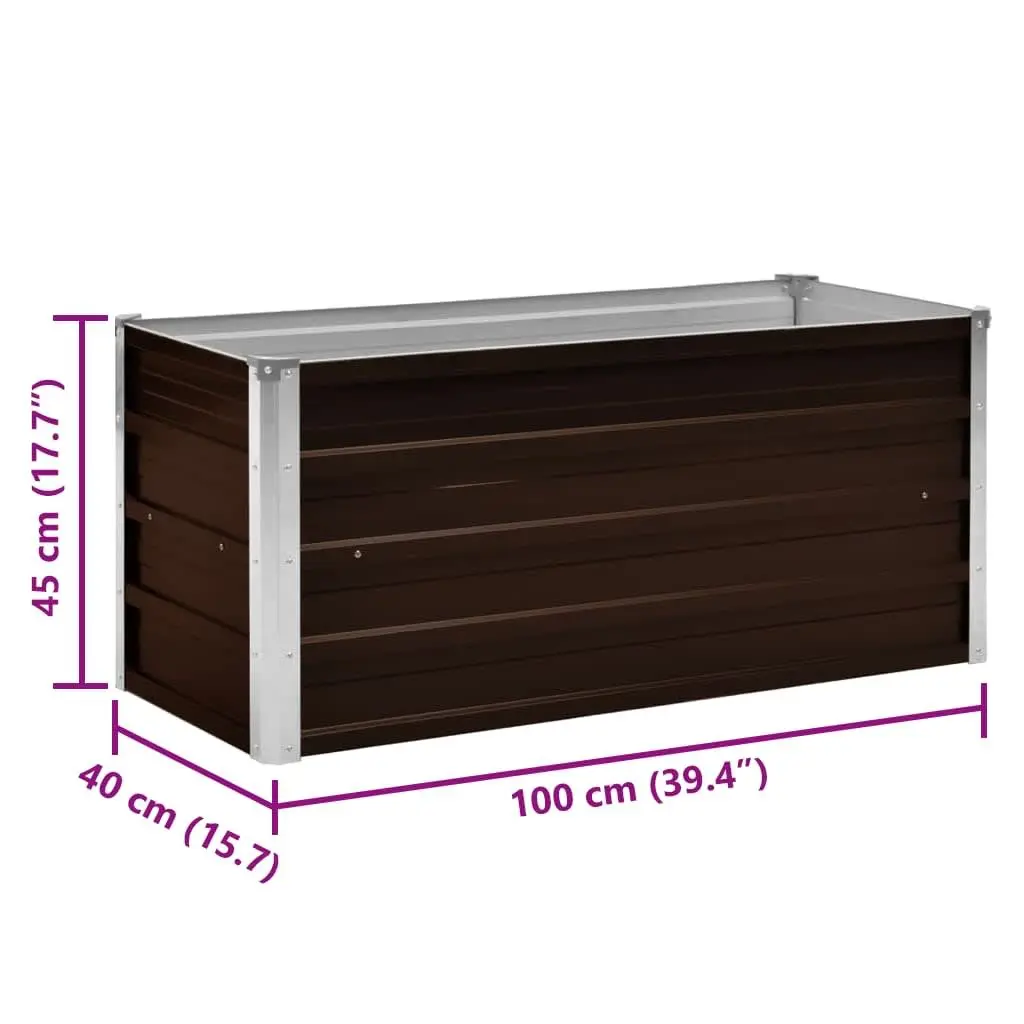 Garden Raised Bed Planter Brown 100x40x45cm Heavy-duty Galvanised Steel Outdoor Vegetable Flower Herb