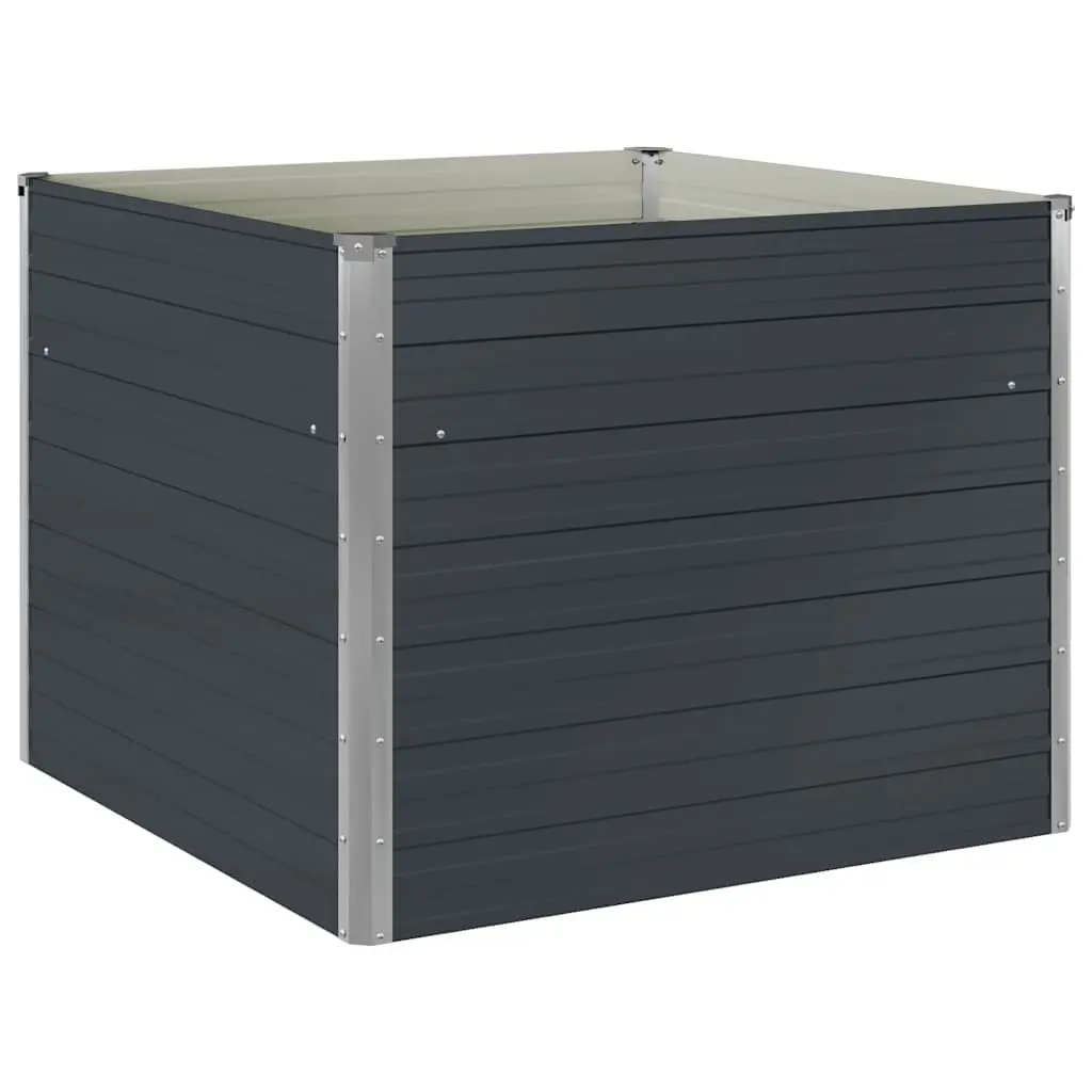 Raised Garden Bed Square Planter Anthracite Galvanised Steel Open Bottom