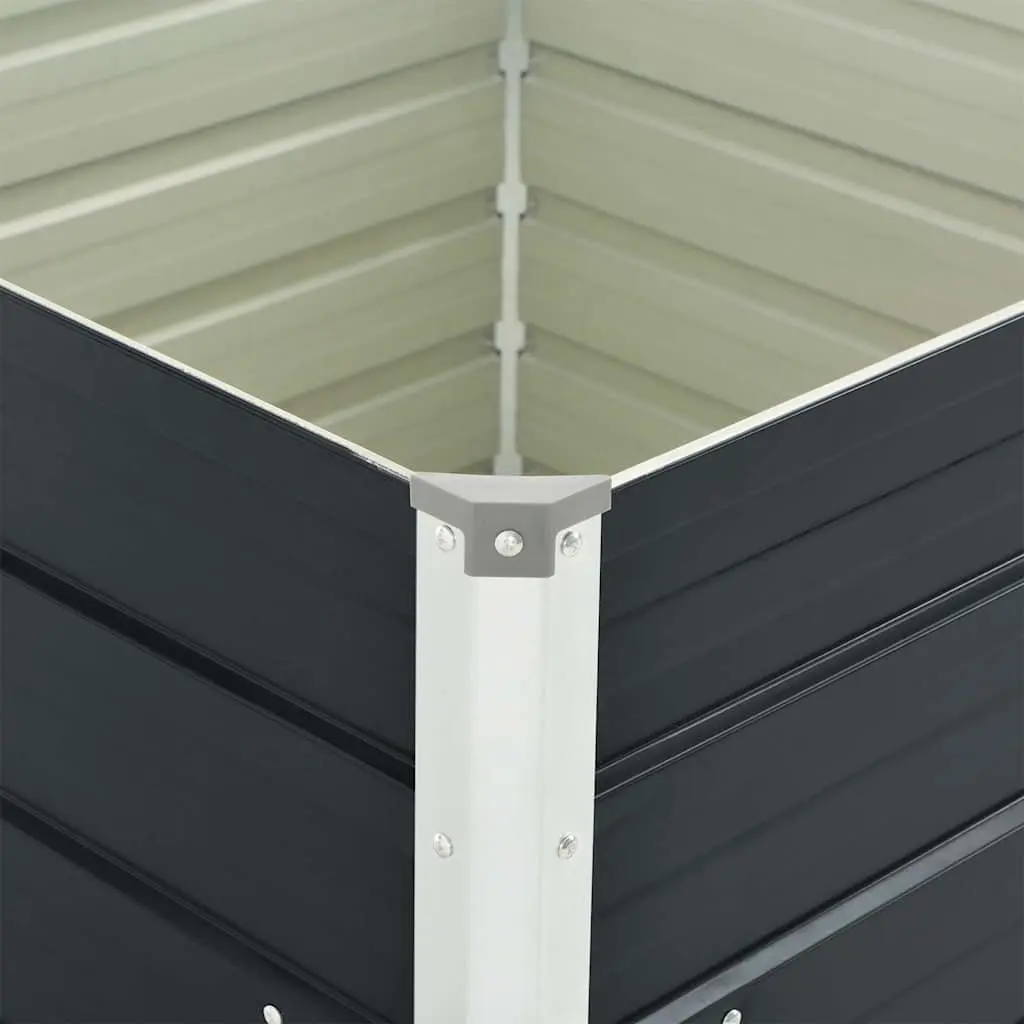Raised Garden Bed Square Planter Anthracite Galvanised Steel Open Bottom
