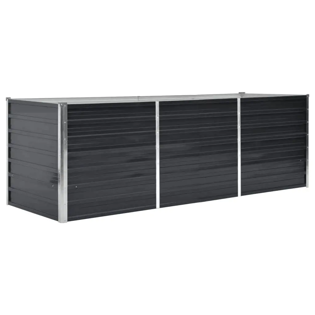 Galvanised Steel Planter Box Raised Garden Bed 240x80x77cm Anthracite Colour Outdoor Use