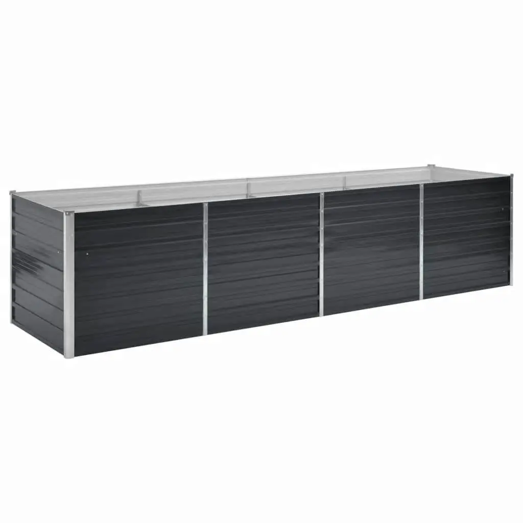 Raised Garden Bed Anthracite 320x80x77cm Galvanised Steel Planter Box Outdoor