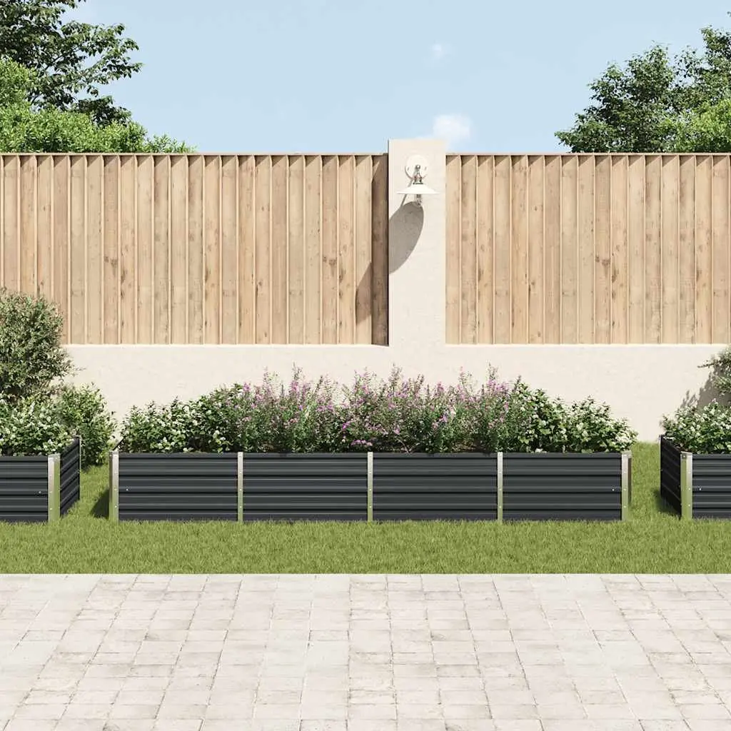 Raised Garden Bed Anthracite 320x80x45cm Galvanised Steel Outdoor Planter Box