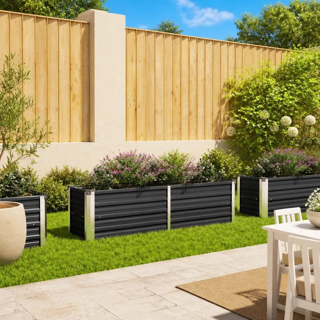 Raised Garden Bed Anthracite Steel 160x40x45cm Galvanised Planter