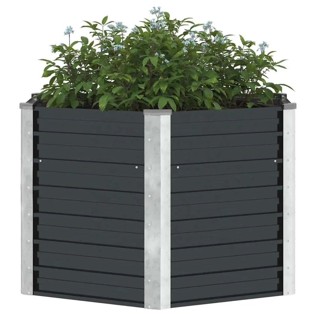 Garden Raised Bed Planter Box Anthracite 129x129x77cm Galvanised Steel Outdoor