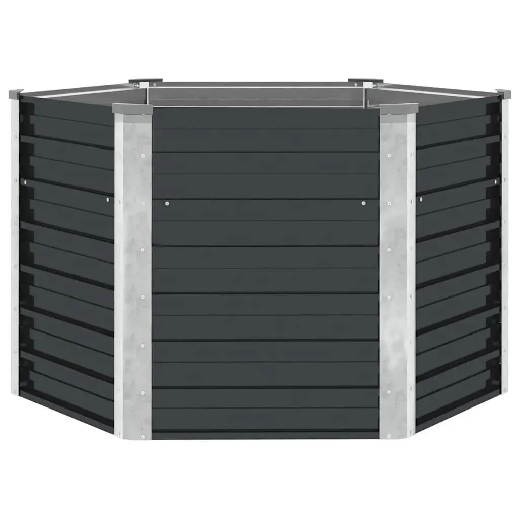 Garden Raised Bed Planter Box Anthracite 129x129x77cm Galvanised Steel Outdoor