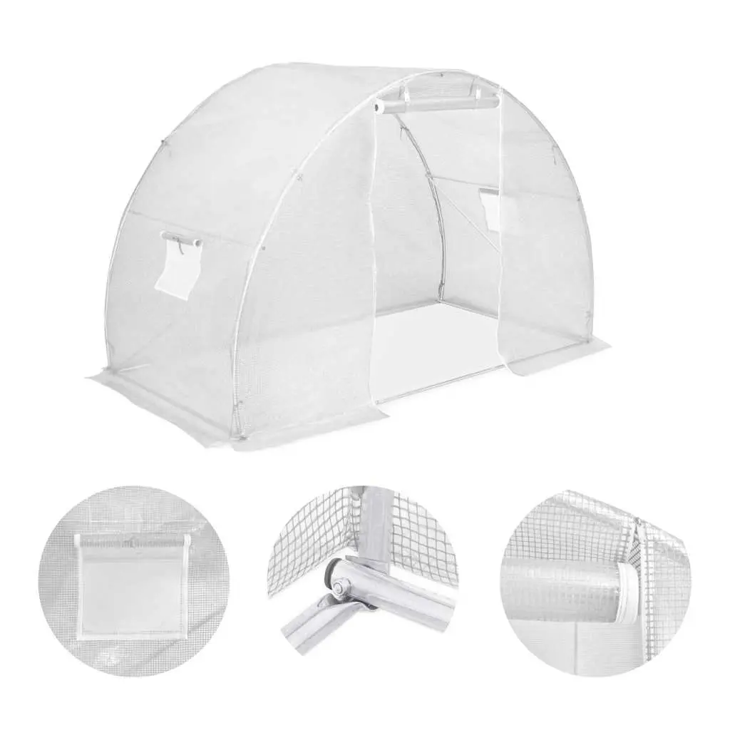 Greenhouse White 4.5 m² Garden Plant House with Ventilation Windows and Door Frame