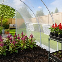 Greenhouse 9m² 300x300x200cm White PE Mesh Ventilation Windows Door Garden