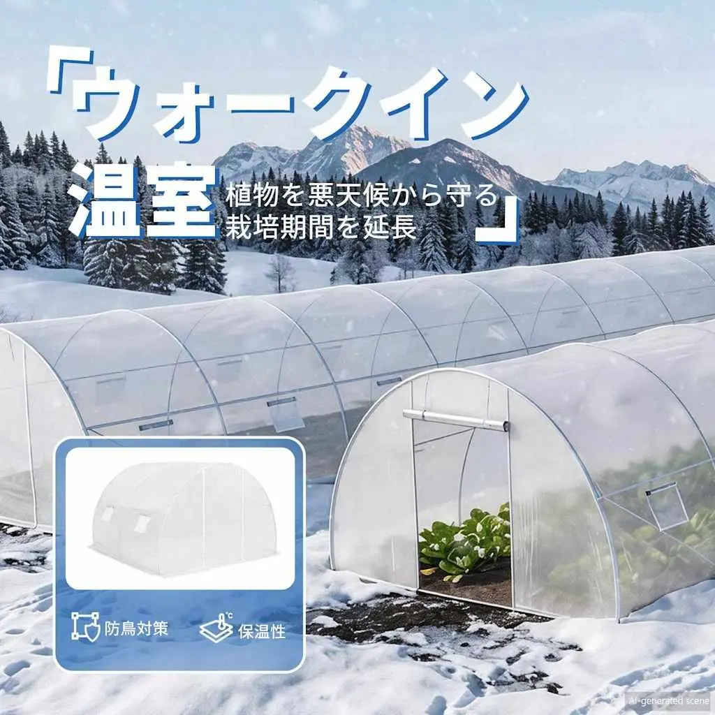 Greenhouse White 300x300x200cm PE Mesh Ventilation Windows Door