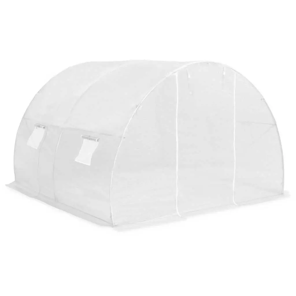 Greenhouse White 300x300x200cm PE Mesh Ventilation Windows Door