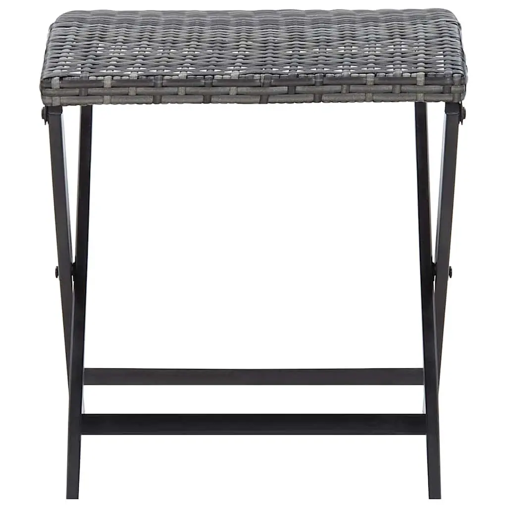 Folding Stool Grey Lightweight Portable Weather-Resistant PE Rattan Seat Garden