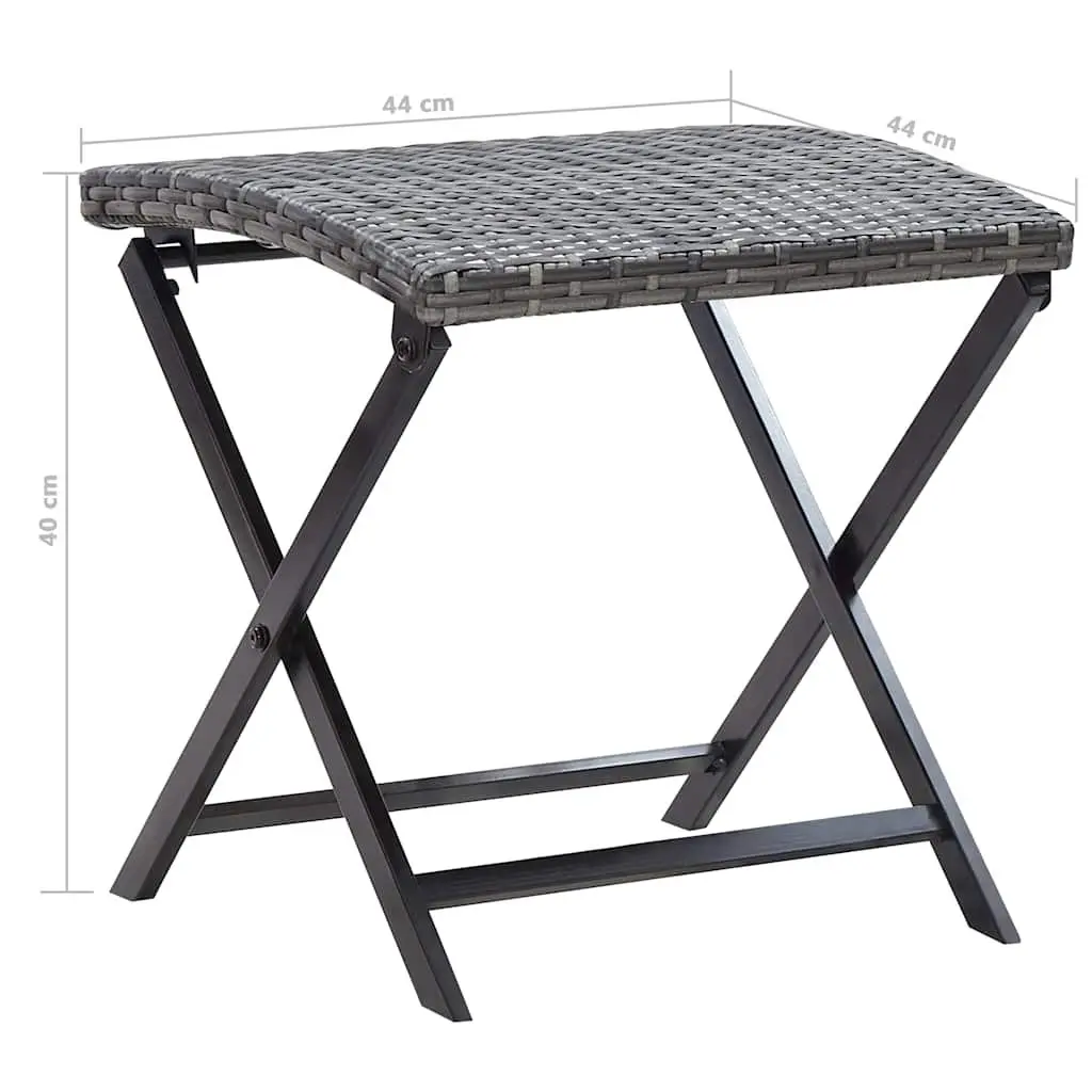 Folding Stool Grey Lightweight Portable Weather-Resistant PE Rattan Seat Garden