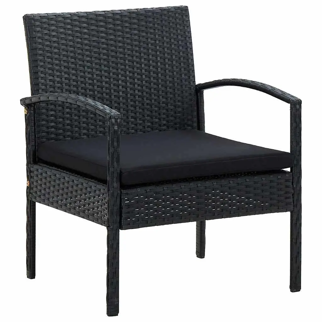 Garden Lounge Set Black 4 Piece Outdoor Patio Sofa Chair Table with Cushions