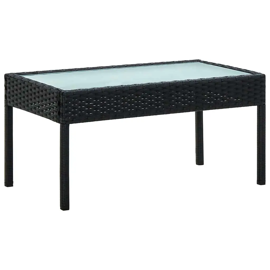 Garden Lounge Set Black 4 Piece Outdoor Patio Sofa Chair Table with Cushions