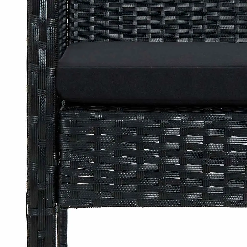 Garden Lounge Set Black 4 Piece Outdoor Patio Sofa Chair Table with Cushions