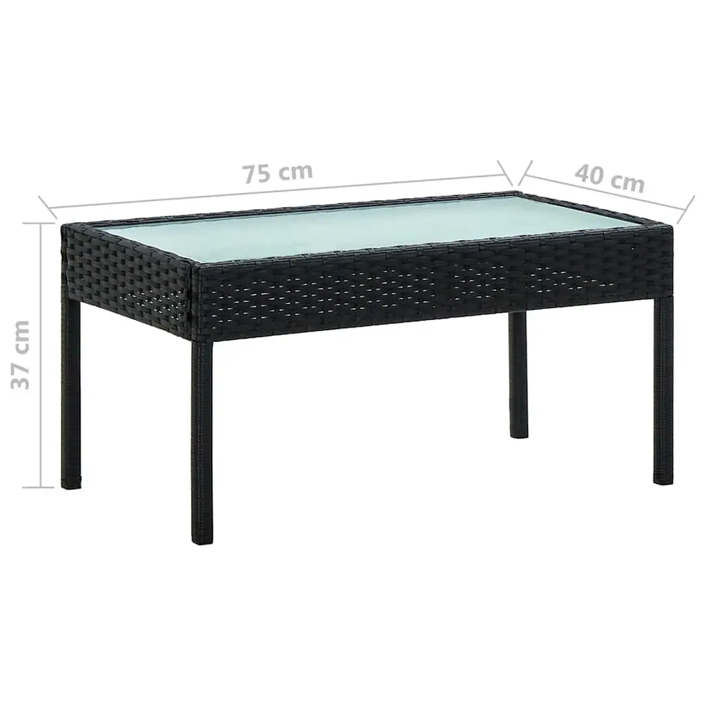 Garden Lounge Set Black 4 Piece Outdoor Patio Sofa Chair Table with Cushions