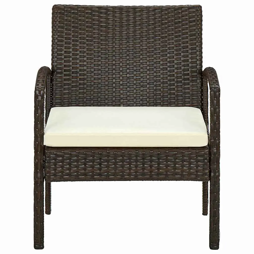 Outdoor Garden Chair with Padded Cushion Poly Rattan Brown Patio Seating
