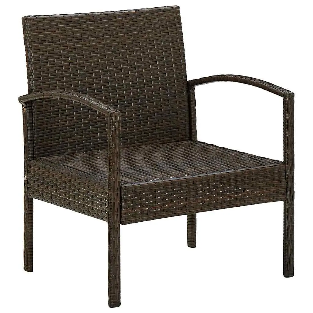 Outdoor Garden Chair with Padded Cushion Poly Rattan Brown Patio Seating