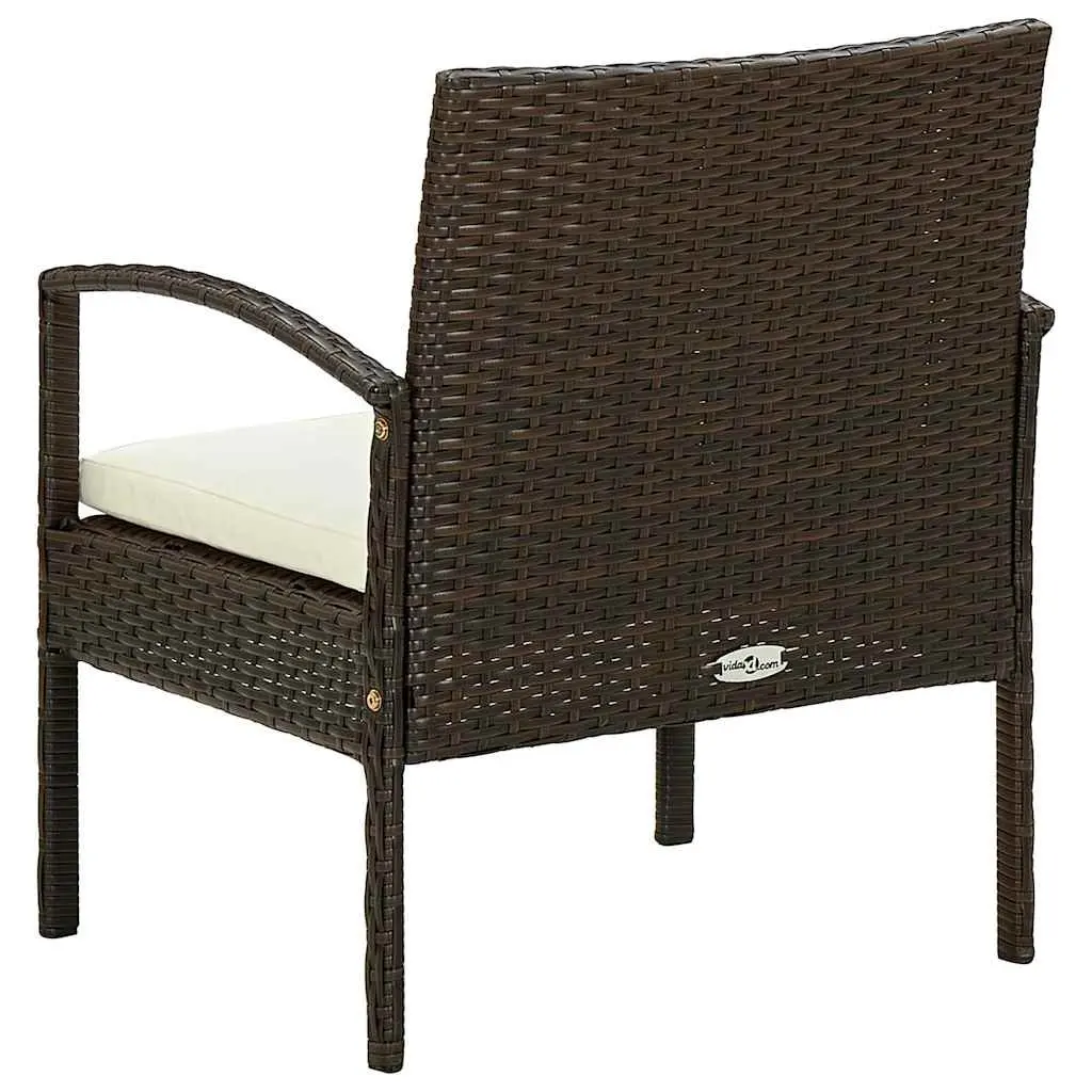 Outdoor Garden Chair with Padded Cushion Poly Rattan Brown Patio Seating