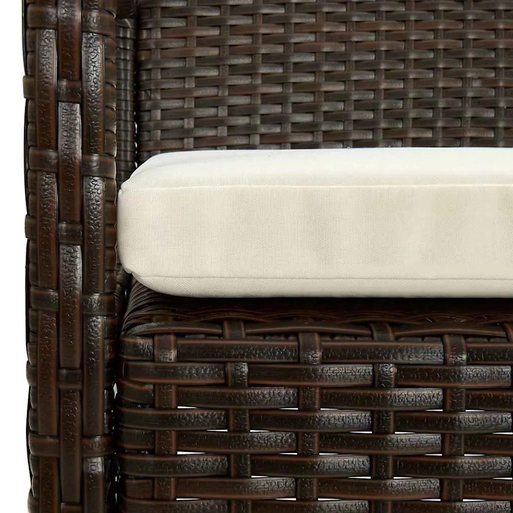 Outdoor Garden Chair with Padded Cushion Poly Rattan Brown Patio Seating