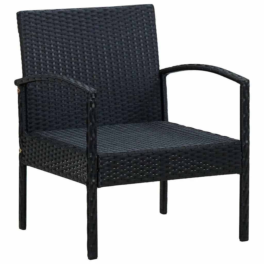Outdoor Garden Chair Black PE Rattan Powder-coated Steel Frame with Cushion