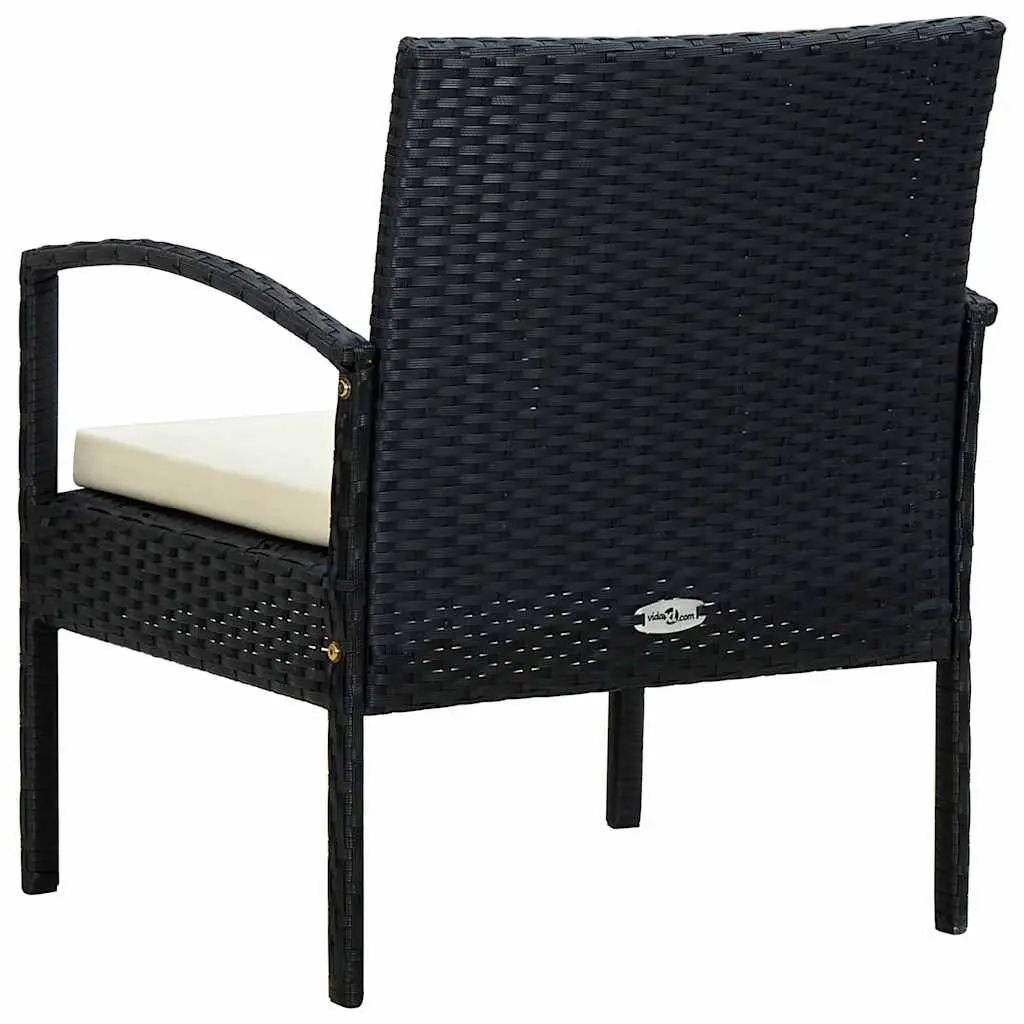 Outdoor Garden Chair Black PE Rattan Powder-coated Steel Frame with Cushion