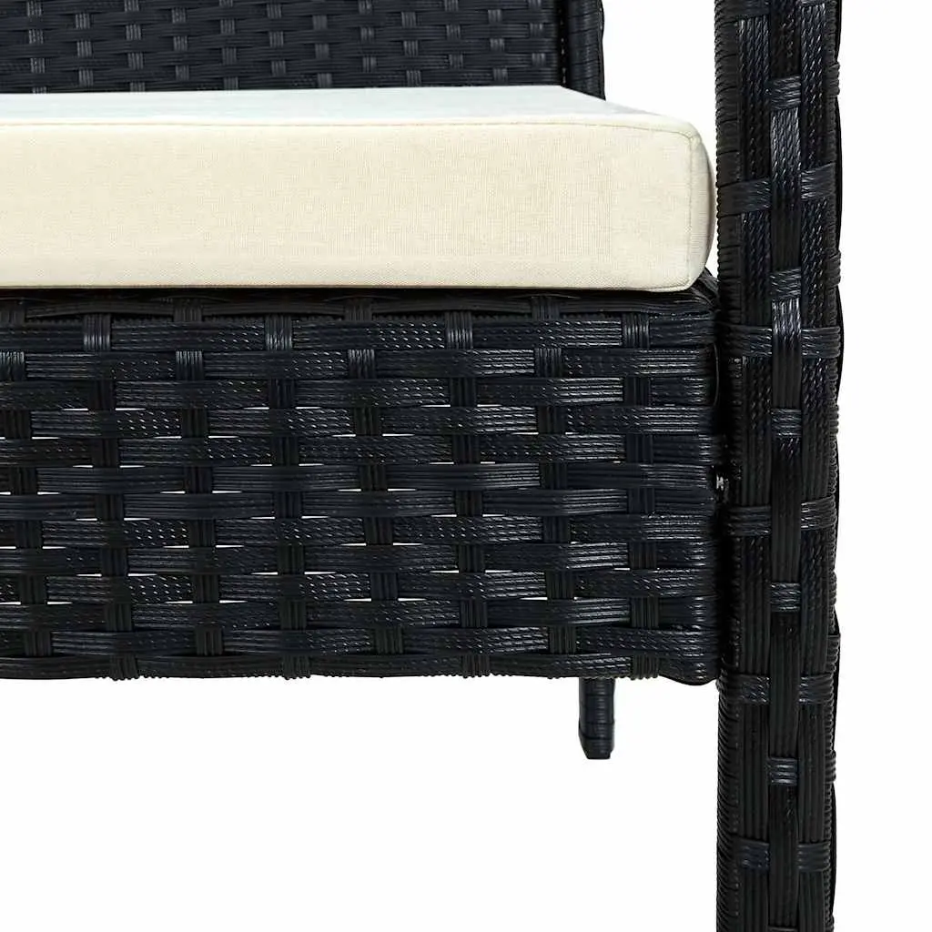 Outdoor Garden Chair Black PE Rattan Powder-coated Steel Frame with Cushion