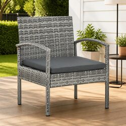 Grey Outdoor Garden Armchair with Padded Seat