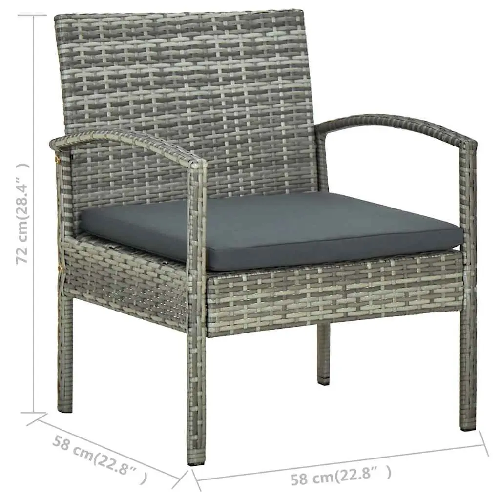Grey Outdoor Garden Armchair with Padded Seat