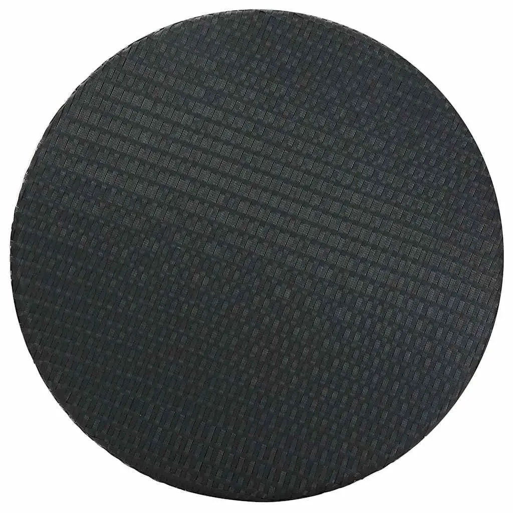 Outdoor Garden Table Black Round PE Rattan UV Protected Steel Frame
