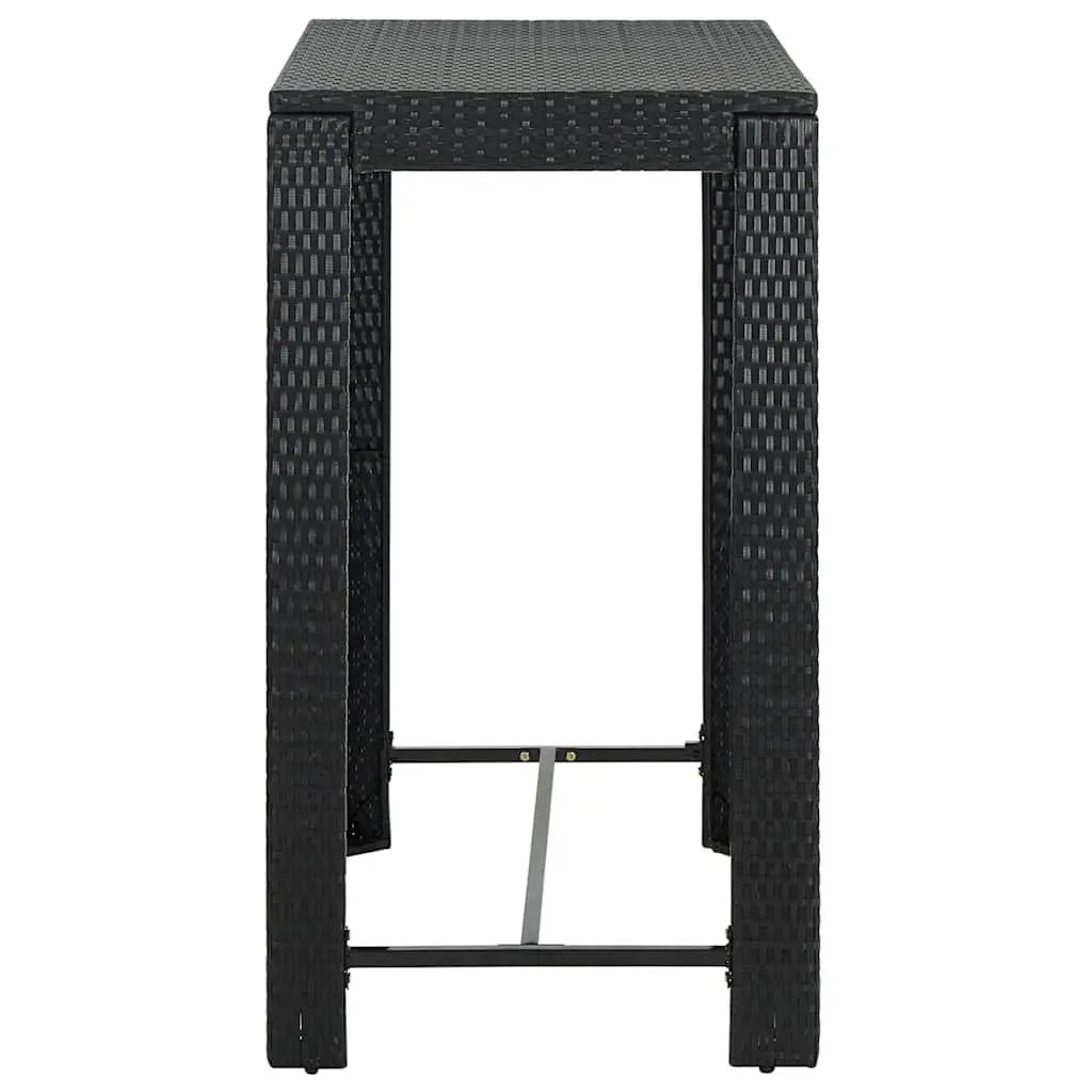 Bar Table Black 100 x 60.5 x 110.5 cm Outdoor Garden Patio Furniture PE Rattan Steel Frame High Top