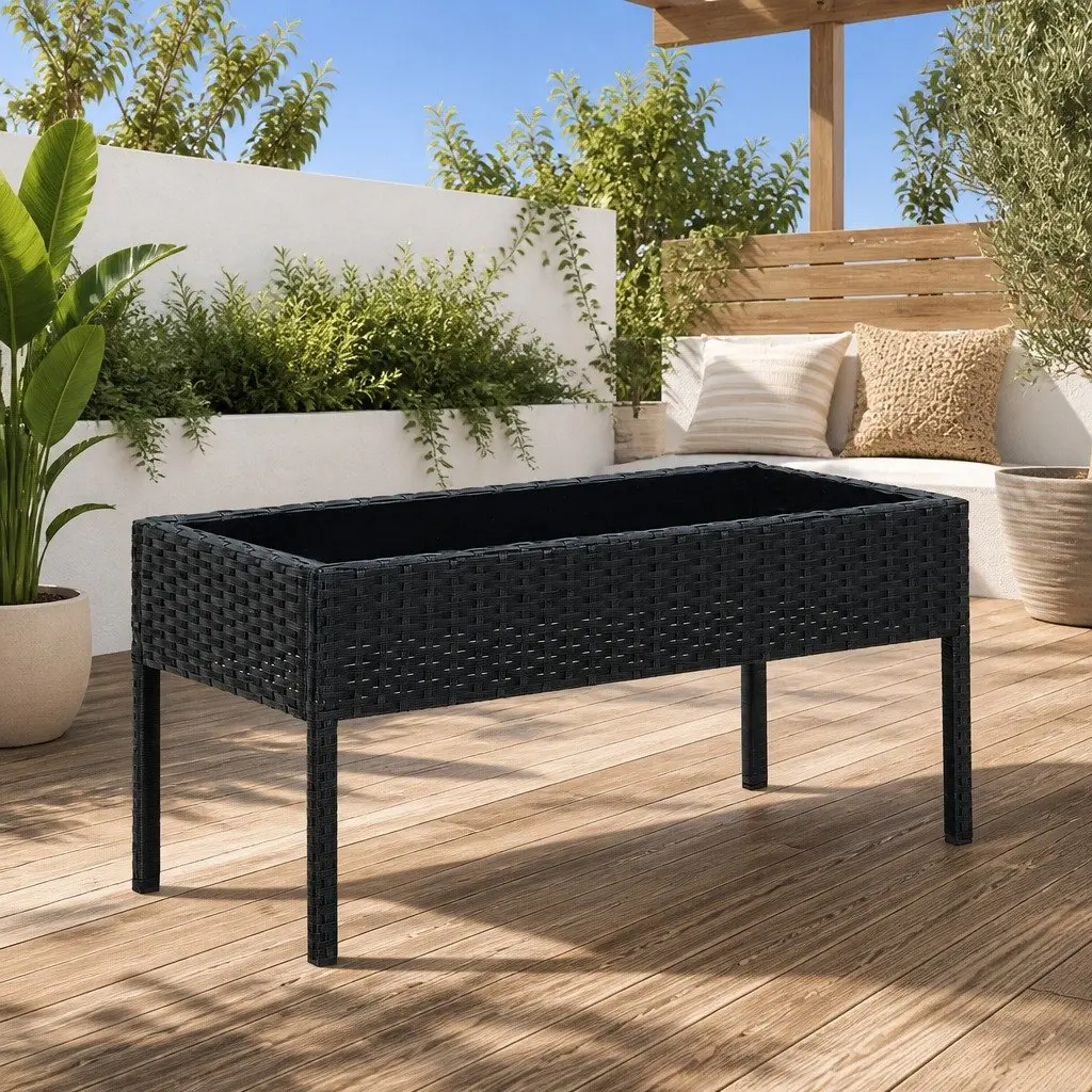 Black Garden Table for Dining and Relaxing 75x40x37cm