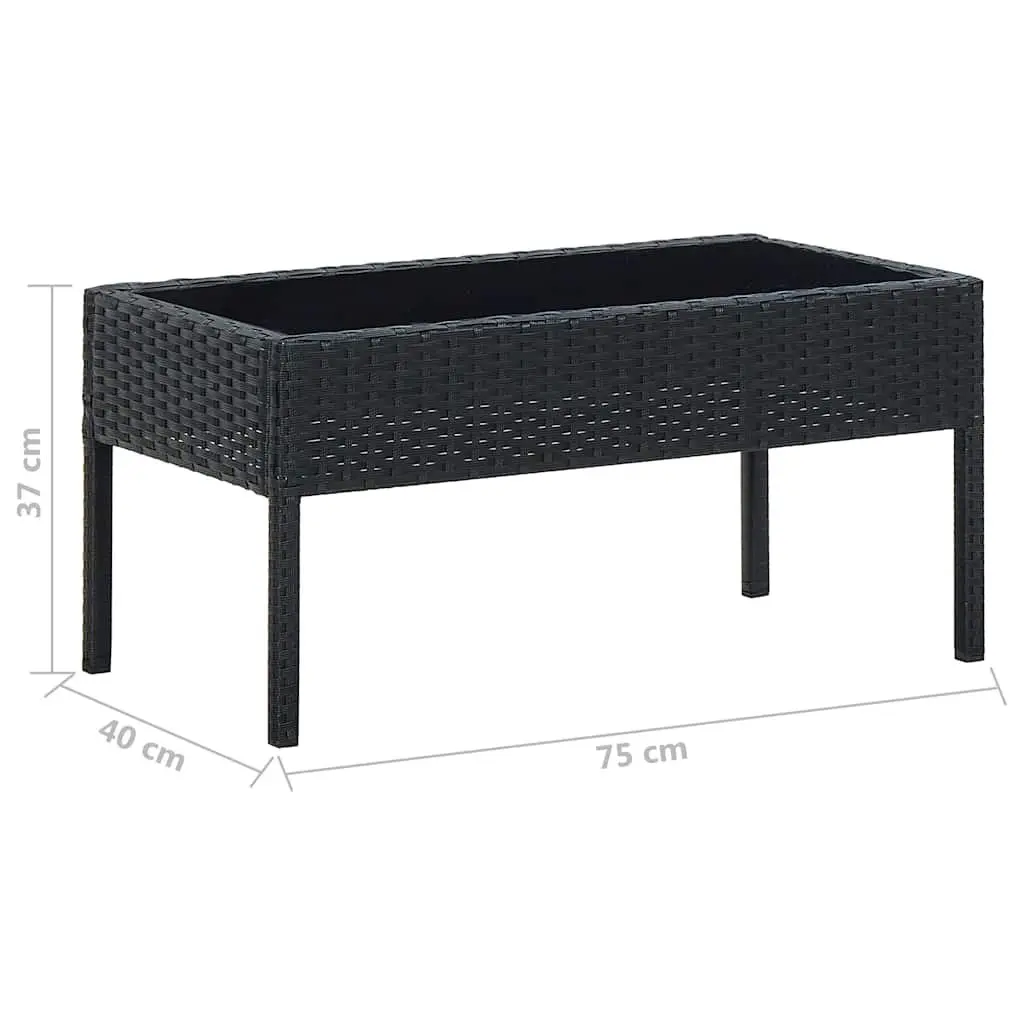 Black Garden Table for Dining and Relaxing 75x40x37cm