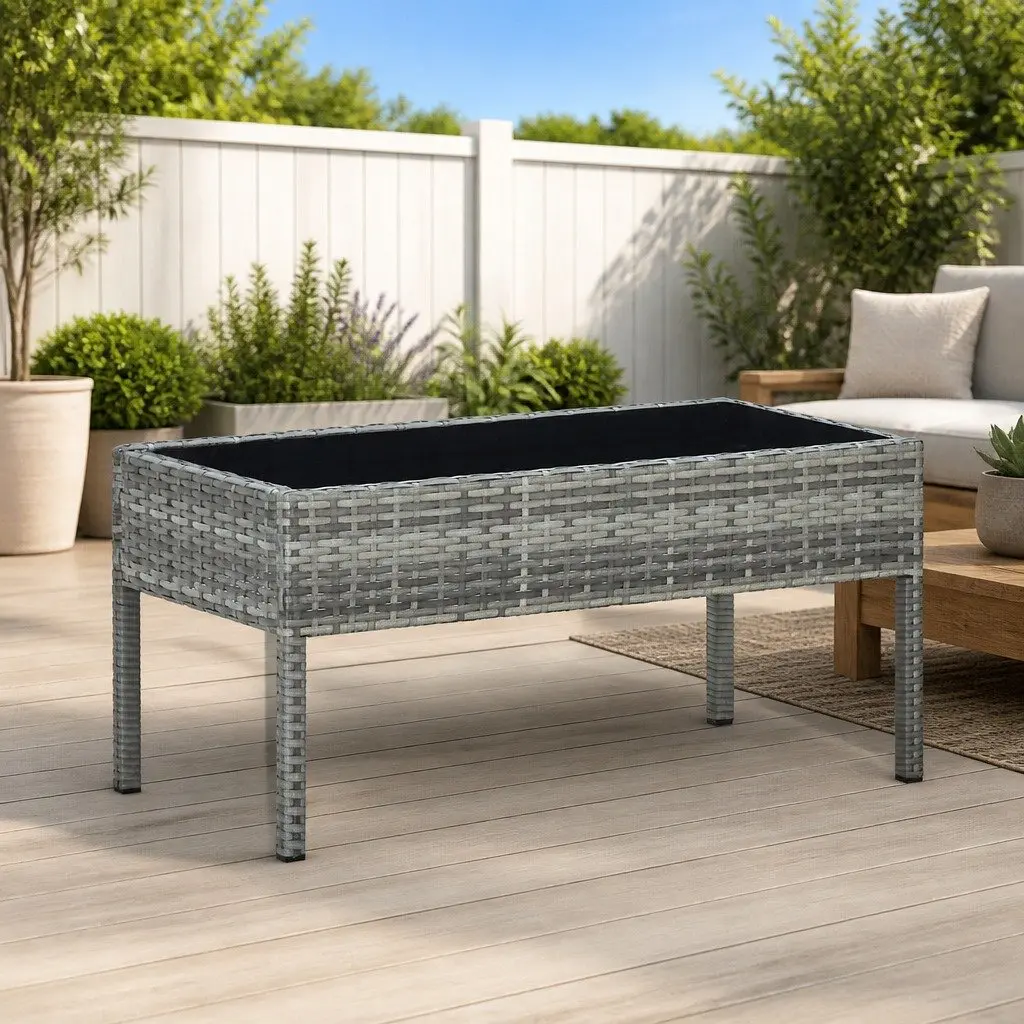 Grey Poly Rattan Garden Table