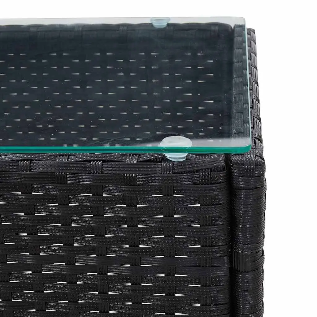 Outdoor Coffee Table Black Rattan Weather Resistant Easy to Clean 60 x 40 x 36 cm