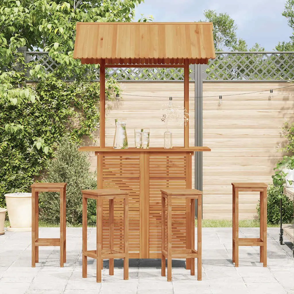 Outdoor Bar Table Brown Rooftop Sun Protection Solid Acacia Hardwood