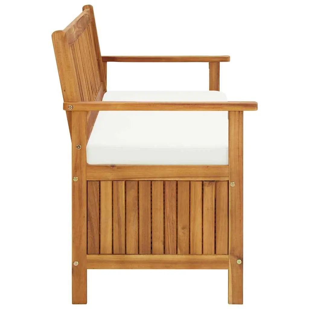 Outdoor Storage Bench Brown 148cm Acacia Wood Cushion Large Storage Compartment