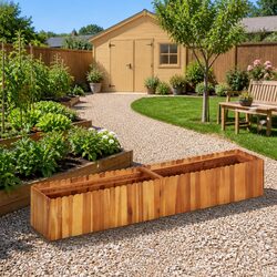 Raised Garden Bed 150x30x25 cm Outdoor Planter Box Wooden Flower Bed