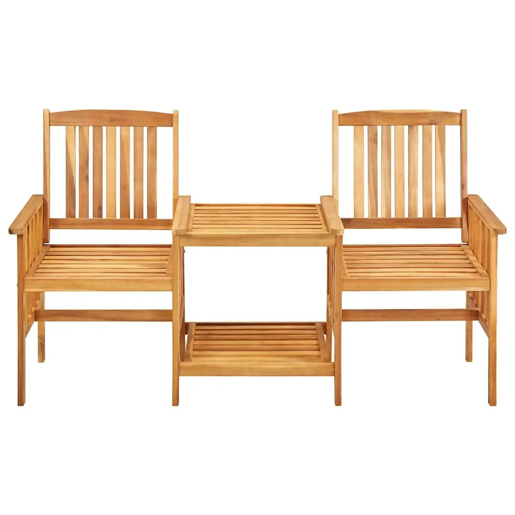 Garden Bistro Set with Tea Table 2 Chairs Outdoor Patio Furniture Brown