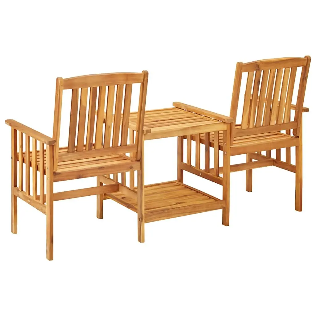 Garden Bistro Set with Tea Table 2 Chairs Outdoor Patio Furniture Brown