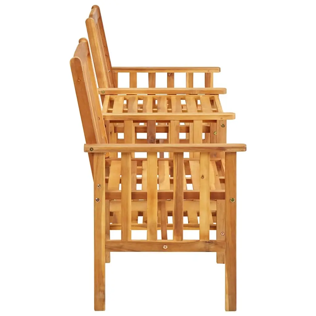 Garden Bistro Set with Tea Table 2 Chairs Outdoor Patio Furniture Brown