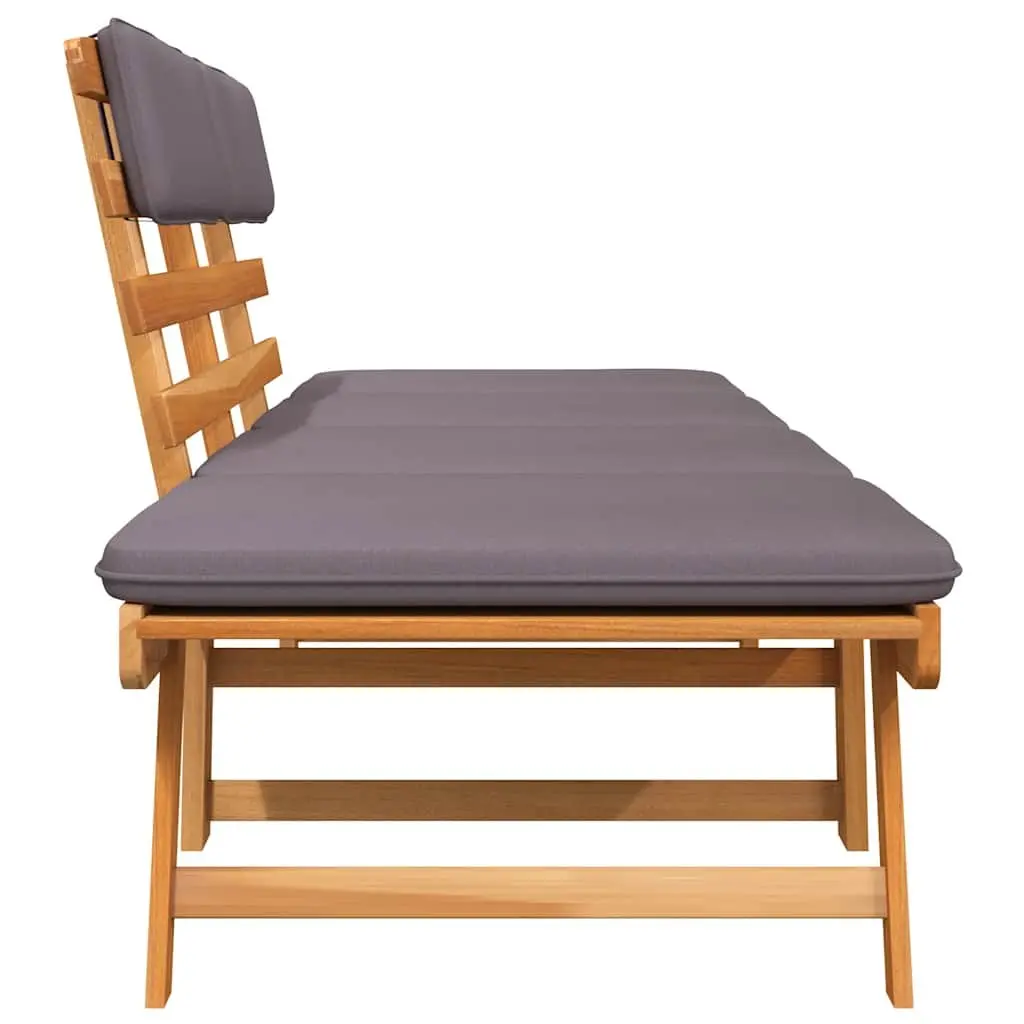 Outdoor Garden Daybed Bench Brown 190cm 2-in-1 Convertible with Removable Cushions