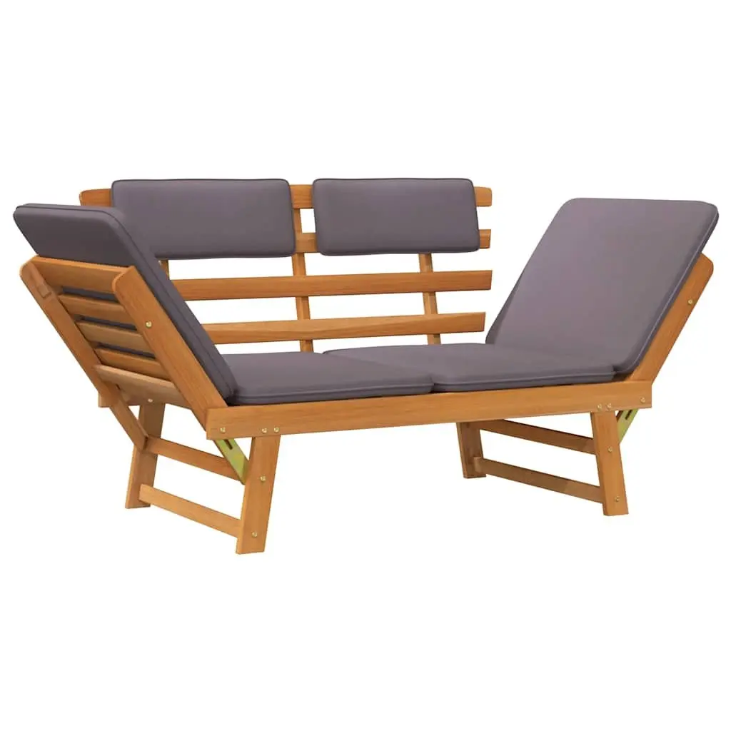 Outdoor Garden Daybed Bench Brown 190cm 2-in-1 Convertible with Removable Cushions