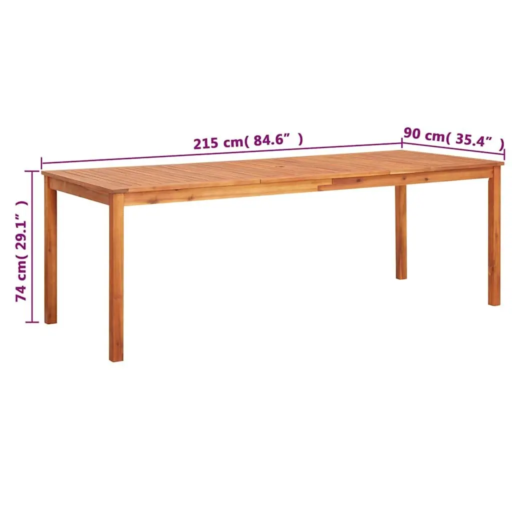Solid Acacia Wood Garden Dining Table Outdoor Patio Furniture Brown 215x90x74cm