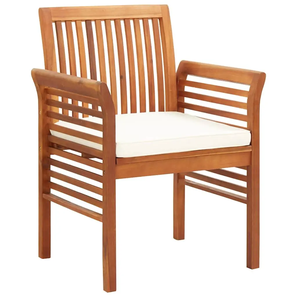 Outdoor Dining Chairs 2 Piece Set Acacia Wood Backyard Patio Seating with