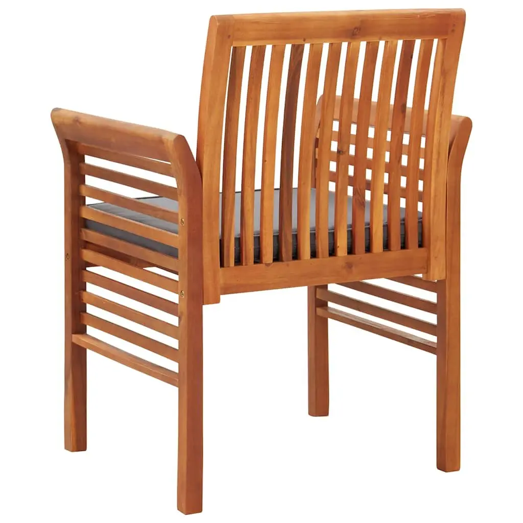 Outdoor Dining Chair Brown Acacia Wood Frame Cushion Patio Garden Seating