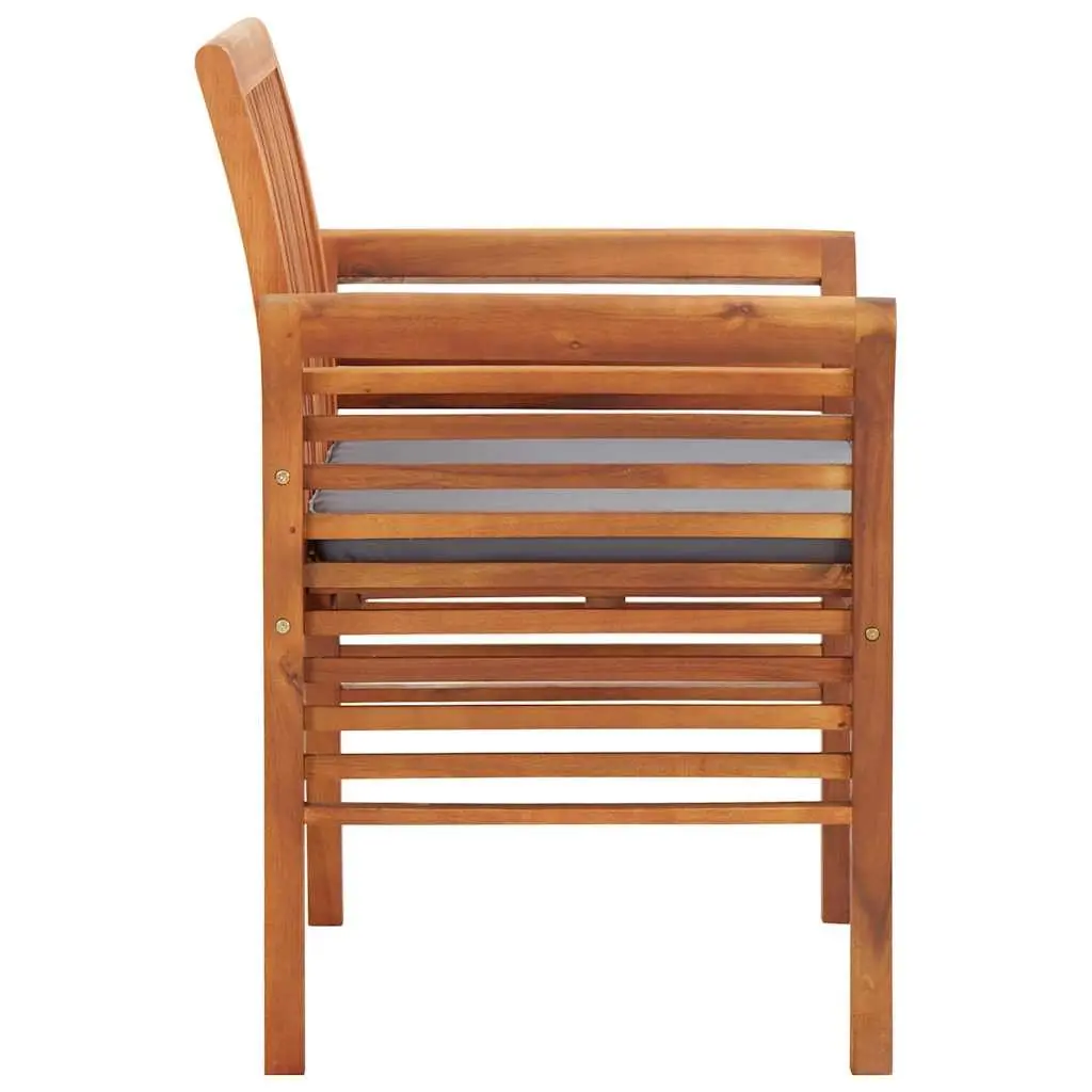 Outdoor Dining Chair Brown Acacia Wood Frame Cushion Patio Garden Seating