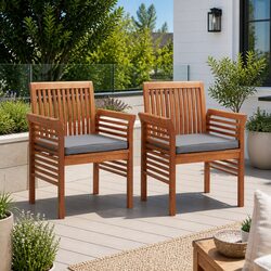 Simple and Stylish: 2 Outdoor Dining Chairs in Brown