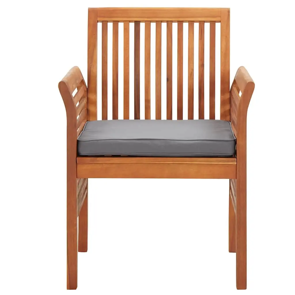 Outdoor Dining Chairs Brown 2 Piece Acacia Wood Frame Weather Resistant Cushioned Seat