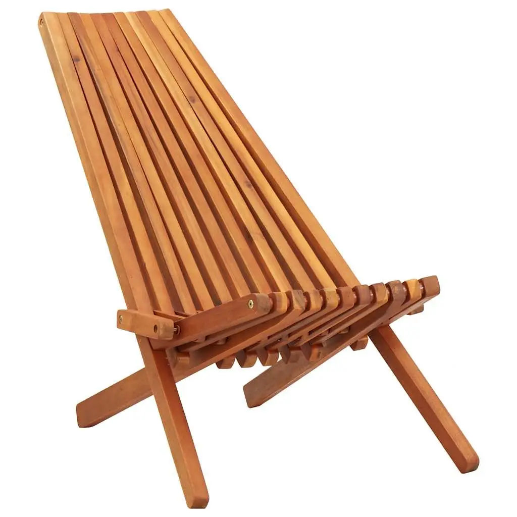 Folding Outdoor Lounge Chairs 2 pcs Acacia Wood Brown Garden Patio Seating