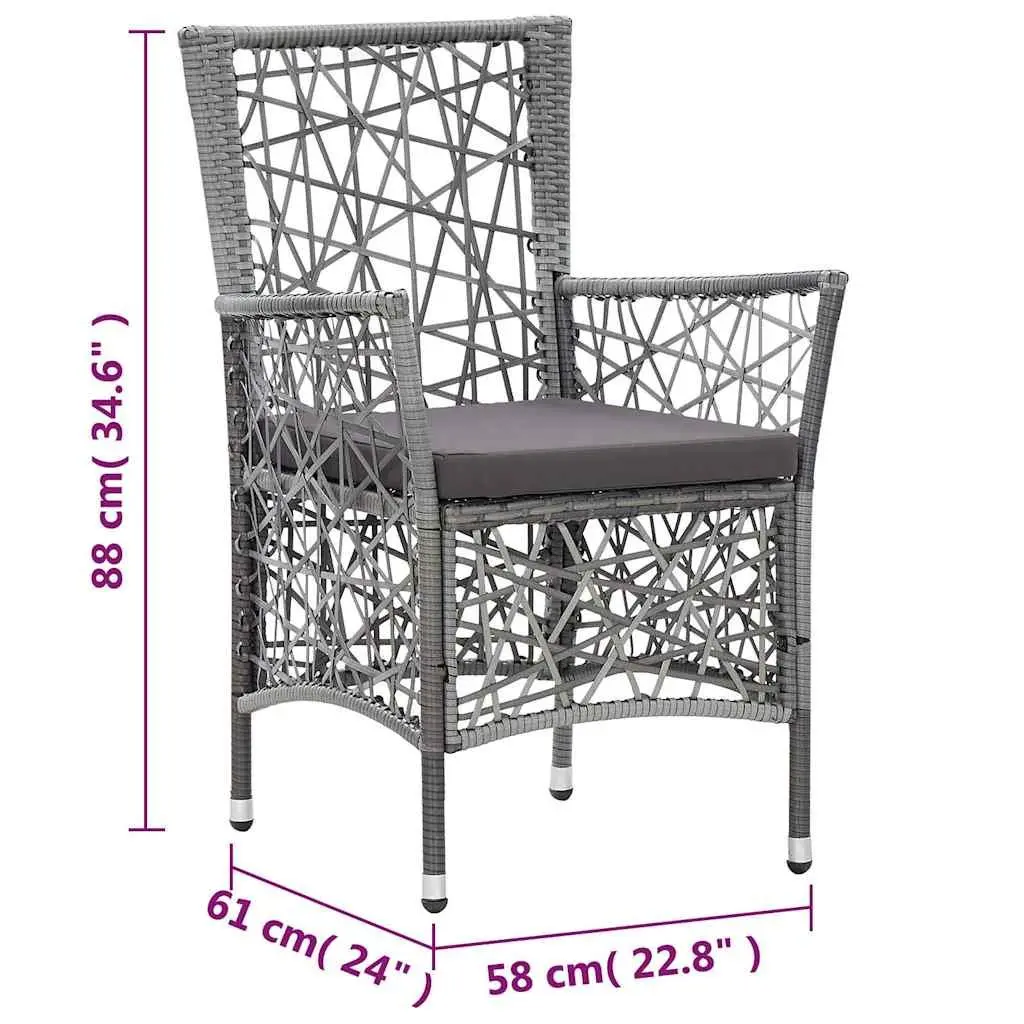 Outdoor Dining Set 9 Piece Grey Poly Rattan Garden Furniture Patio Table Chairs